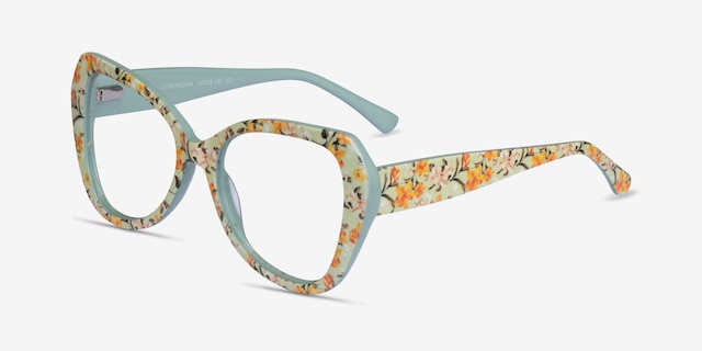 Superbloom Light Green Floral AcetateEyeglass Frames from EyeBuyDirect, Angle View