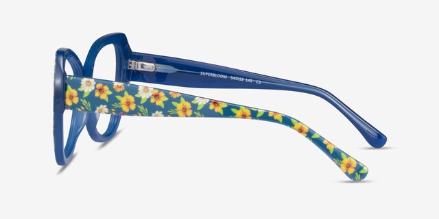 Superbloom Blue Floral AcetateEyeglass Frames from EyeBuyDirect, Side View