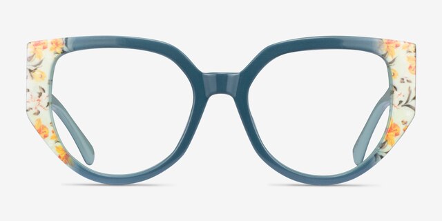 Dianthus Green Floral AcetateEyeglass Frames from EyeBuyDirect, Front View