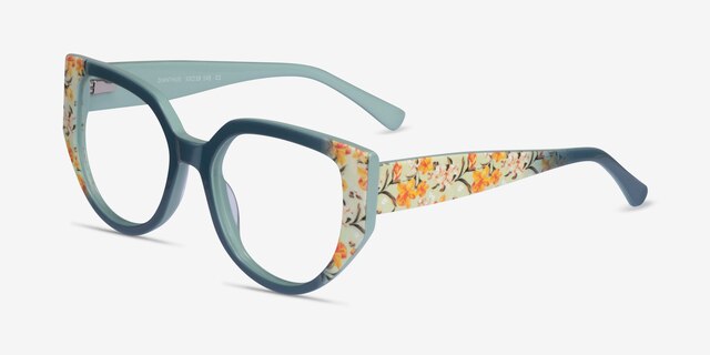 Dianthus Green Floral AcetateEyeglass Frames from EyeBuyDirect, Angle View