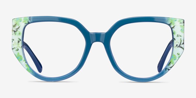 Dianthus Blue Floral AcetateEyeglass Frames from EyeBuyDirect, Front View