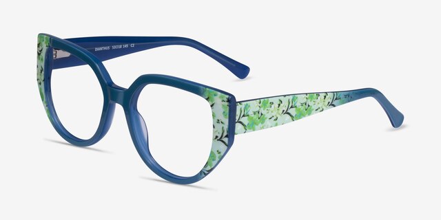 Dianthus Blue Floral AcetateEyeglass Frames from EyeBuyDirect, Angle View