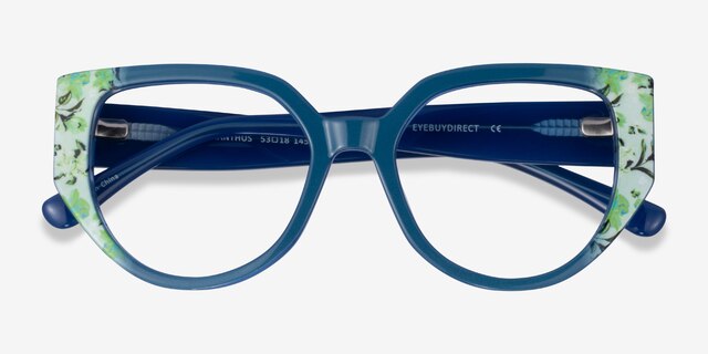 Dianthus Blue Floral AcetateEyeglass Frames from EyeBuyDirect, Closed View