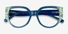 Dianthus Blue Floral AcetateEyeglass Frames from EyeBuyDirect, Closed View