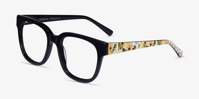 Snapdragon Black Floral AcetateEyeglass Frames from EyeBuyDirect, Angle View