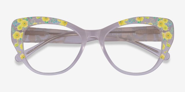 Thistle Clear Floral AcétateMontures de lunettes de vue d'EyeBuyDirect, Vue Rapprochée