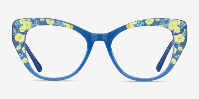 Thistle Blue Floral AcetateEyeglass Frames from EyeBuyDirect, Front View