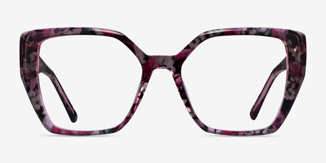Tulipa Red Floral AcétateMontures de lunettes de vue d'EyeBuyDirect, Vue de Face