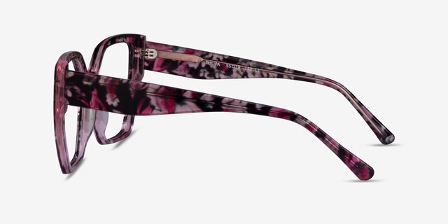 Tulipa Red Floral AcétateMontures de lunettes de vue d'EyeBuyDirect, Vue de Côté