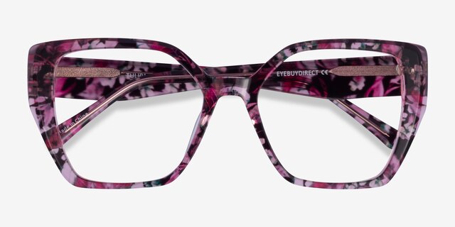 Tulipa Red Floral AcétateMontures de lunettes de vue d'EyeBuyDirect, Vue Rapprochée