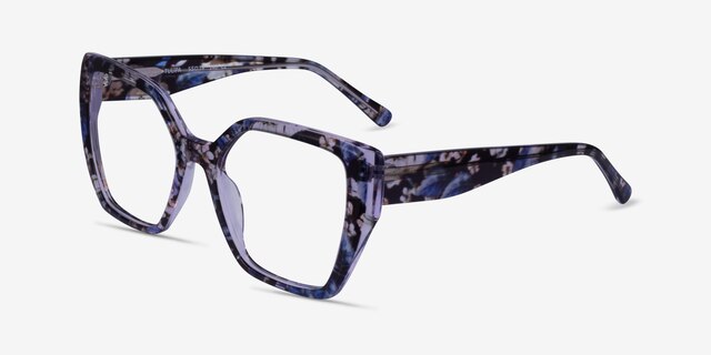 Tulipa Purple Floral AcetateEyeglass Frames from EyeBuyDirect, Angle View