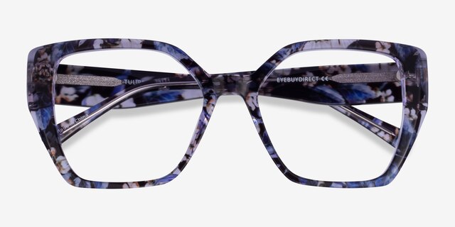 Tulipa Purple Floral AcetateEyeglass Frames from EyeBuyDirect, Closed View