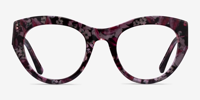 Angelica Red Floral AcetateEyeglass Frames from EyeBuyDirect, Front View