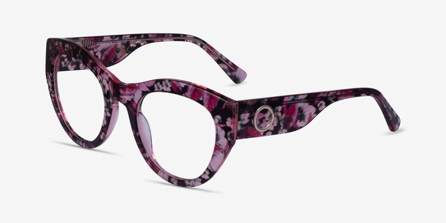 Angelica Red Floral AcetateEyeglass Frames from EyeBuyDirect, Angle View