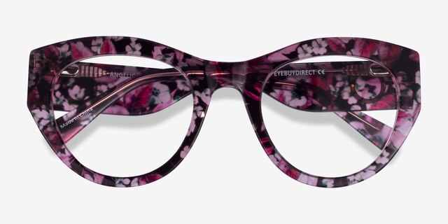 Angelica Red Floral AcetateEyeglass Frames from EyeBuyDirect, Closed View