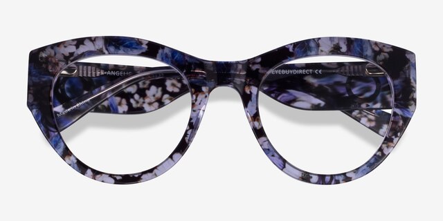 Angelica Purple Floral AcetateEyeglass Frames from EyeBuyDirect, Closed View