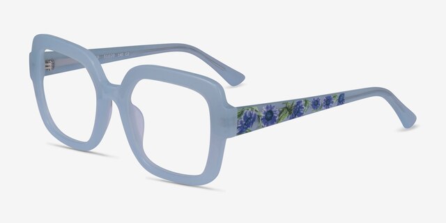 Seed Clear Blue AcetateEyeglass Frames from EyeBuyDirect, Angle View