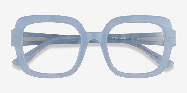 Seed Clear Blue AcetateEyeglass Frames from EyeBuyDirect, Closed View