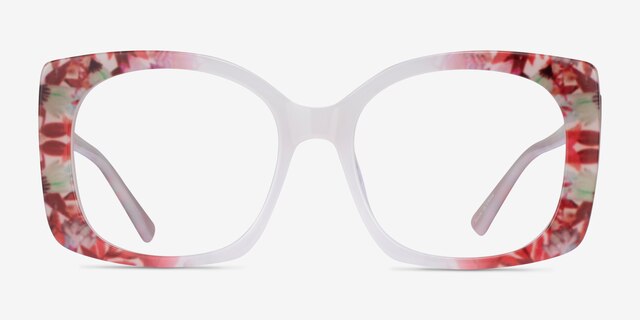 Amaryllis Red Floral Nude AcetateEyeglass Frames from EyeBuyDirect, Front View