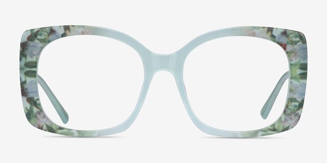 Amaryllis Green Floral Green AcetateEyeglass Frames from EyeBuyDirect, Front View