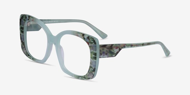 Amaryllis Green Floral Green AcetateEyeglass Frames from EyeBuyDirect, Angle View