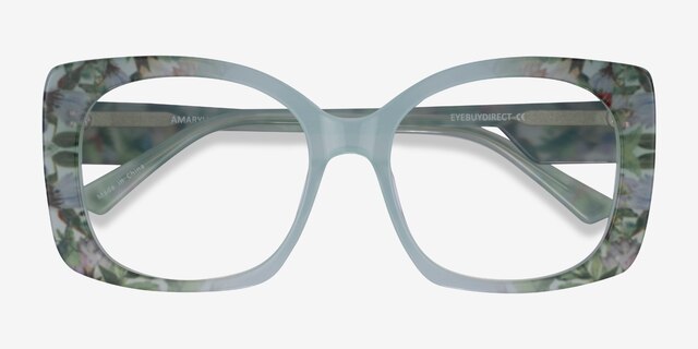 Amaryllis Green Floral Green AcetateEyeglass Frames from EyeBuyDirect, Closed View