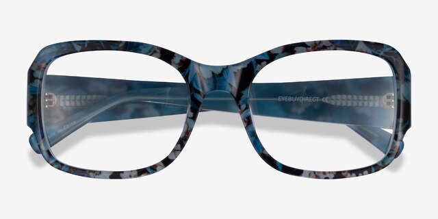 Viola Blue Floral AcetateEyeglass Frames from EyeBuyDirect, Closed View