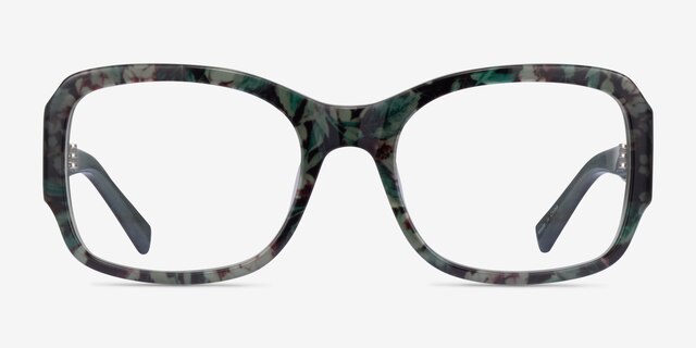 Viola Green Floral AcetateEyeglass Frames from EyeBuyDirect, Front View