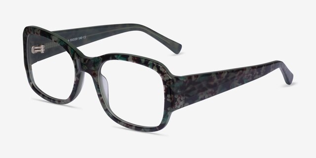 Viola Green Floral AcetateEyeglass Frames from EyeBuyDirect, Angle View