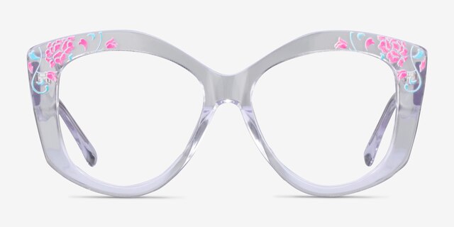 Petalis Clear Floral AcetateEyeglass Frames from EyeBuyDirect, Front View