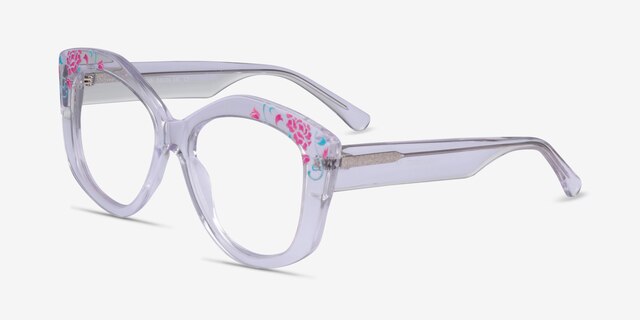 Petalis Clear Floral AcetateEyeglass Frames from EyeBuyDirect, Angle View