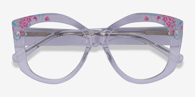 Petalis Clear Floral AcetateEyeglass Frames from EyeBuyDirect, Closed View