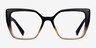 Pierrette Black Clear Brown PlasticEyeglass Frames from EyeBuyDirect, Front View