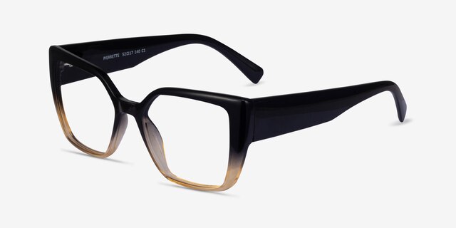Pierrette Black Clear Brown PlasticEyeglass Frames from EyeBuyDirect, Angle View