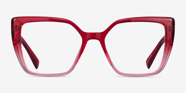 Pierrette Clear Pink PlasticEyeglass Frames from EyeBuyDirect, Front View