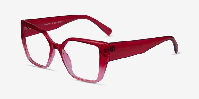Pierrette Clear Pink PlasticEyeglass Frames from EyeBuyDirect, Angle View