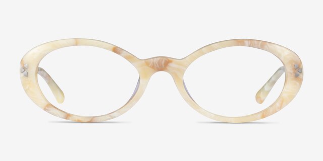 Jetta Light Gold Floral AcetateEyeglass Frames from EyeBuyDirect, Front View