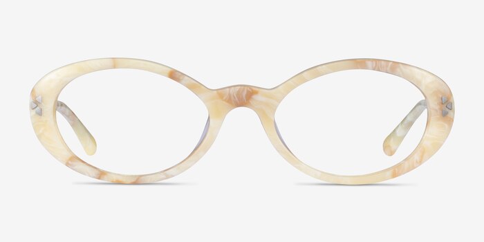 Jetta Light Gold Floral Acetate Eyeglass Frames from EyeBuyDirect