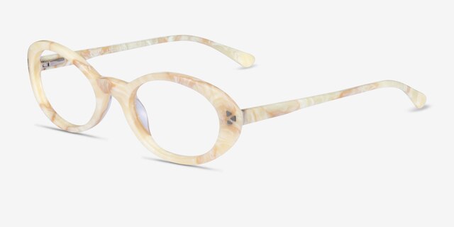 Jetta Light Gold Floral AcetateEyeglass Frames from EyeBuyDirect, Angle View