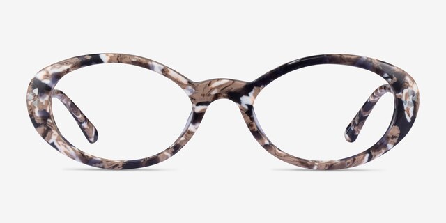 Jetta Brown Gold Floral AcetateEyeglass Frames from EyeBuyDirect, Front View
