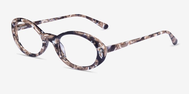 Jetta Brown Gold Floral AcetateEyeglass Frames from EyeBuyDirect, Angle View