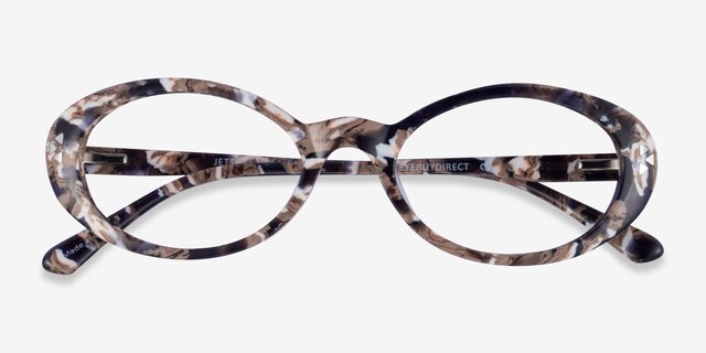 Jetta Brown Gold Floral AcetateEyeglass Frames from EyeBuyDirect, Closed View