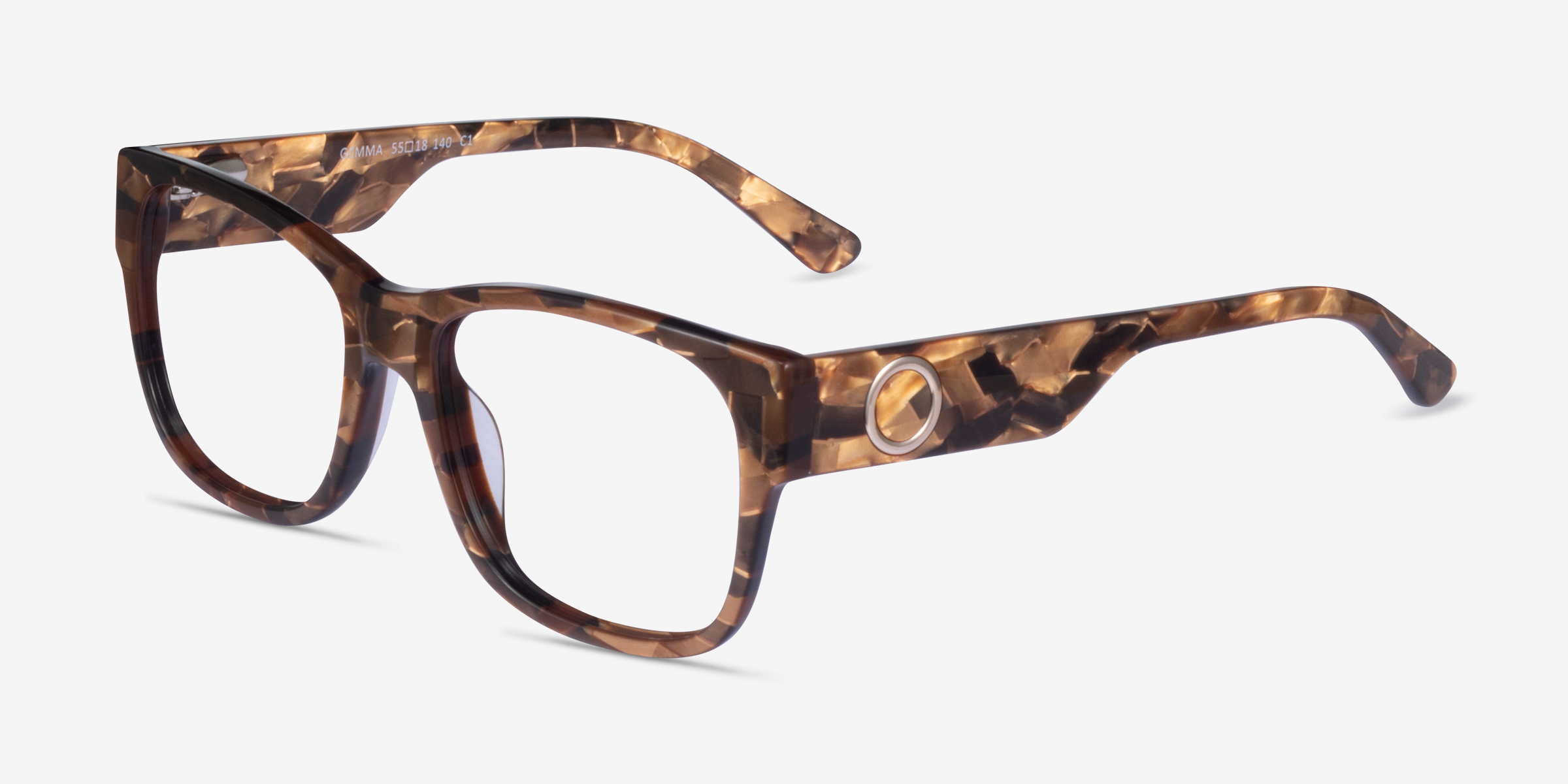 Gemma Square Brown Floral Glasses for Women Eyebuydirect