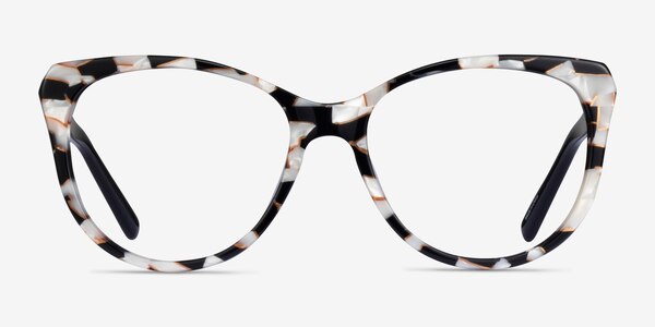 Thalia Cat Eye Black White Floral Glasses for Women | Eyebuydirect