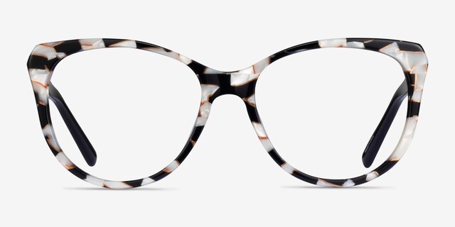 Thalia Black White Floral AcetateEyeglass Frames from EyeBuyDirect, Front View