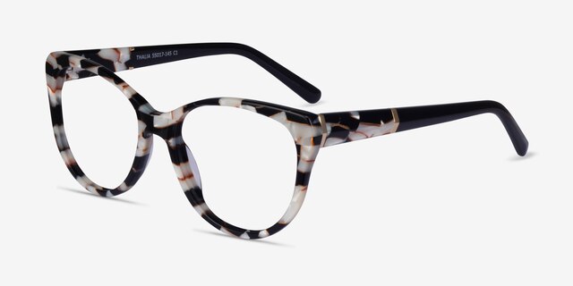 Thalia Black White Floral AcetateEyeglass Frames from EyeBuyDirect, Angle View
