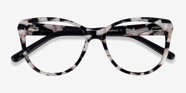 Thalia Black White Floral AcetateEyeglass Frames from EyeBuyDirect, Closed View