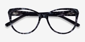 Thalia Gray Tortoise Acétate Montures de lunettes de vue d'EyeBuyDirect, Vue Rapprochée