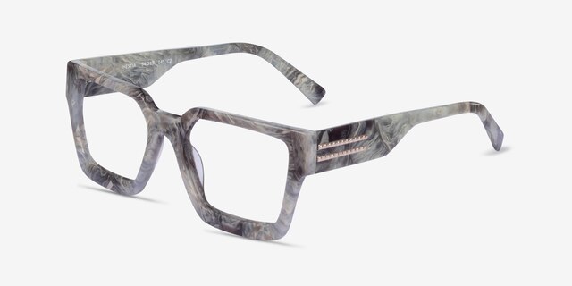 Hestia Gray Floral AcetateEyeglass Frames from EyeBuyDirect, Angle View