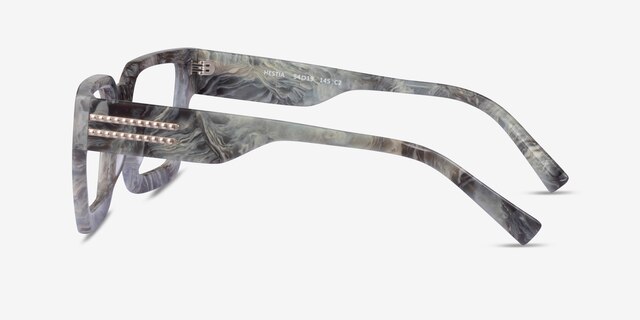 Hestia Gray Floral AcetateEyeglass Frames from EyeBuyDirect, Side View